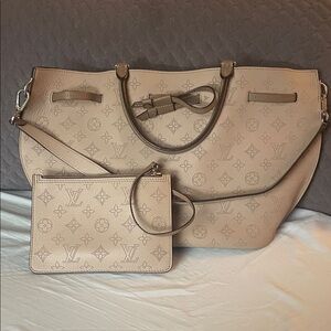 Louis Vuitton Taupe Monogram Tote with Wristlet Pouch